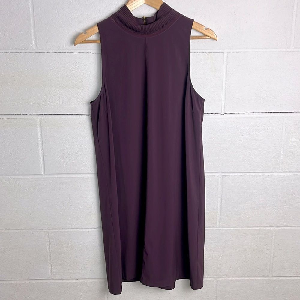 Athleta Sleeveless Mock Neck Dress in Deep Plum